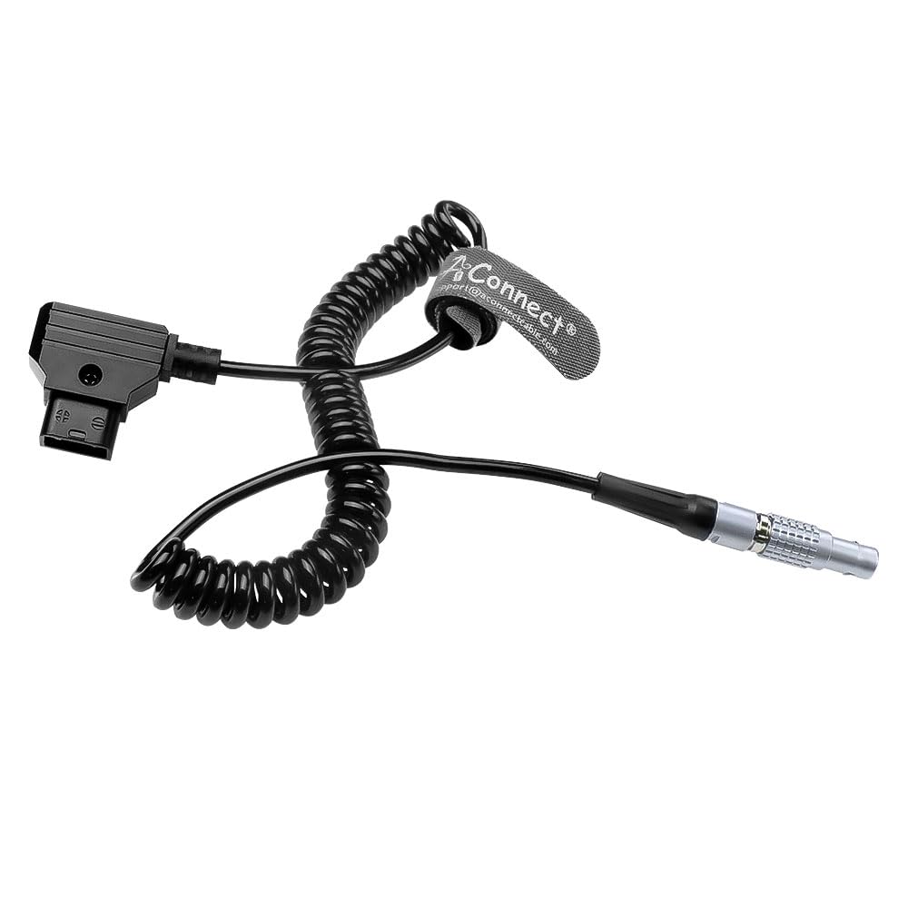 D-Tap to Right Angle 7 Pin Male Power Coiled Cable, for Tilta Nucleus-M/MII Motor Daisy Chain | Camera/V-Mount Battery Powered | Compatible DJI RS, ARRI Rosette