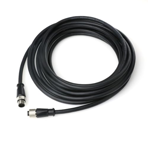 M12 A Code 17 Pin Male to Female Aviation Sensor Connector Industrial Cable for Cognex in-Sight 3D-L4000, Banner ABR 3000 7000, Machine Vision System Sensor Actuator Scanner Reader Camera 1M