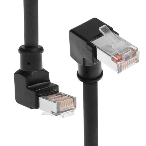 RJ45 Ethernet Cable, Down-Angle Cat6a Shielded Industrial Profinet Ethernet Cable High-Flex Drag-Chain High-Speed Gold-Plated Connectors for PLC, Robotics & Motion Control 16.4ft/5m
