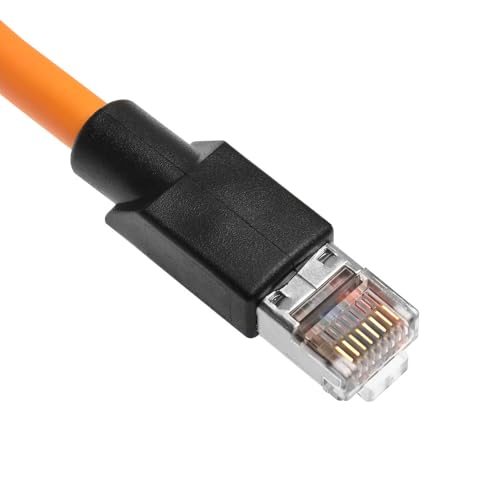 RJ45 Ethernet Cable, Down-Angle Cat6a Shielded Industrial Profinet Ethernet Cable High-Flex Drag-Chain High-Speed Gold-Plated Connectors for PLC, Robotics & Motion Control 16.4ft/5m