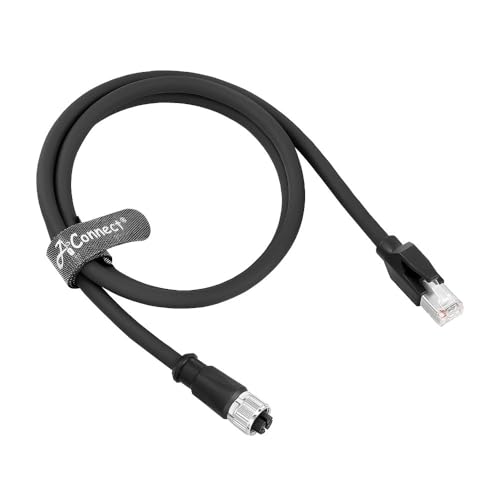 M12 X-Code 8 Pin Female to RJ45 Ethernet Cable, Cat6A Shielded, 10 Gbps, Highly Flexible for Drag Chain, IP67, Compatible with Cognex Keyence Vision System, PLC, Servo Motor 1m/3.3ft Green
