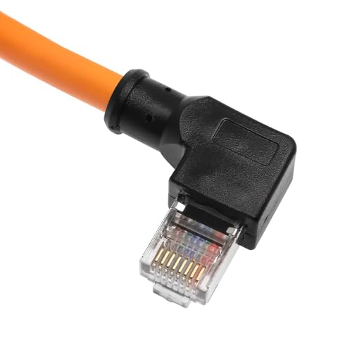 RJ45 Ethernet Cable, Down-Angle Cat6a Shielded Industrial Profinet Ethernet Cable High-Flex Drag-Chain High-Speed Gold-Plated Connectors for PLC, Robotics & Motion Control 16.4ft/5m
