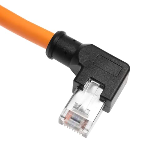 RJ45 Ethernet Cable, Down-Angle Cat6a Shielded Industrial Profinet Ethernet Cable High-Flex Drag-Chain High-Speed Gold-Plated Connectors for PLC, Robotics & Motion Control 16.4ft/5m