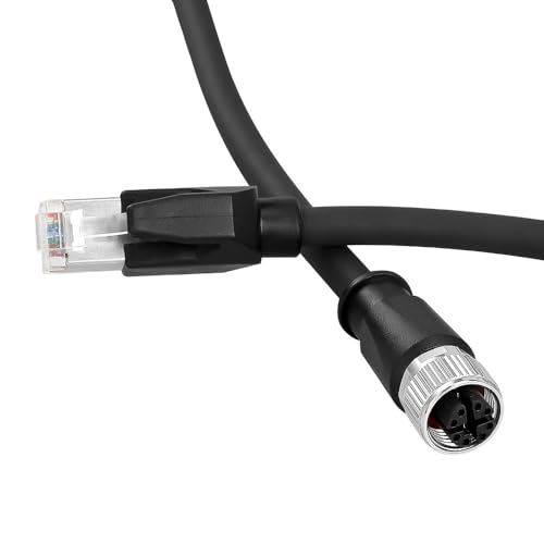 M12 X-Code 8 Pin Female to RJ45 Ethernet Cable, Cat6A Shielded, 10 Gbps, Highly Flexible for Drag Chain, IP67, Compatible with Cognex Keyence Vision System, PLC, Servo Motor 1m/3.3ft Green