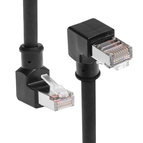 RJ45 Ethernet Cable, Down-Angle Cat6a Shielded Industrial Profinet Ethernet Cable High-Flex Drag-Chain High-Speed Gold-Plated Connectors for PLC, Robotics & Motion Control 16.4ft/5m