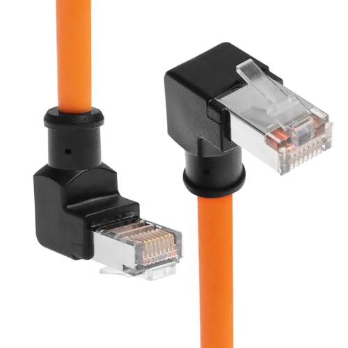 RJ45 Ethernet Cable, Down-Angle Cat6a Shielded Industrial Profinet Ethernet Cable High-Flex Drag-Chain High-Speed Gold-Plated Connectors for PLC, Robotics & Motion Control 16.4ft/5m