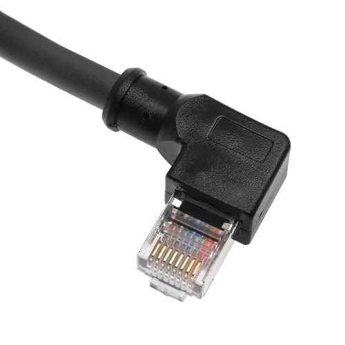 RJ45 Ethernet Cable, Down-Angle Cat6a Shielded Industrial Profinet Ethernet Cable High-Flex Drag-Chain High-Speed Gold-Plated Connectors for PLC, Robotics & Motion Control 16.4ft/5m