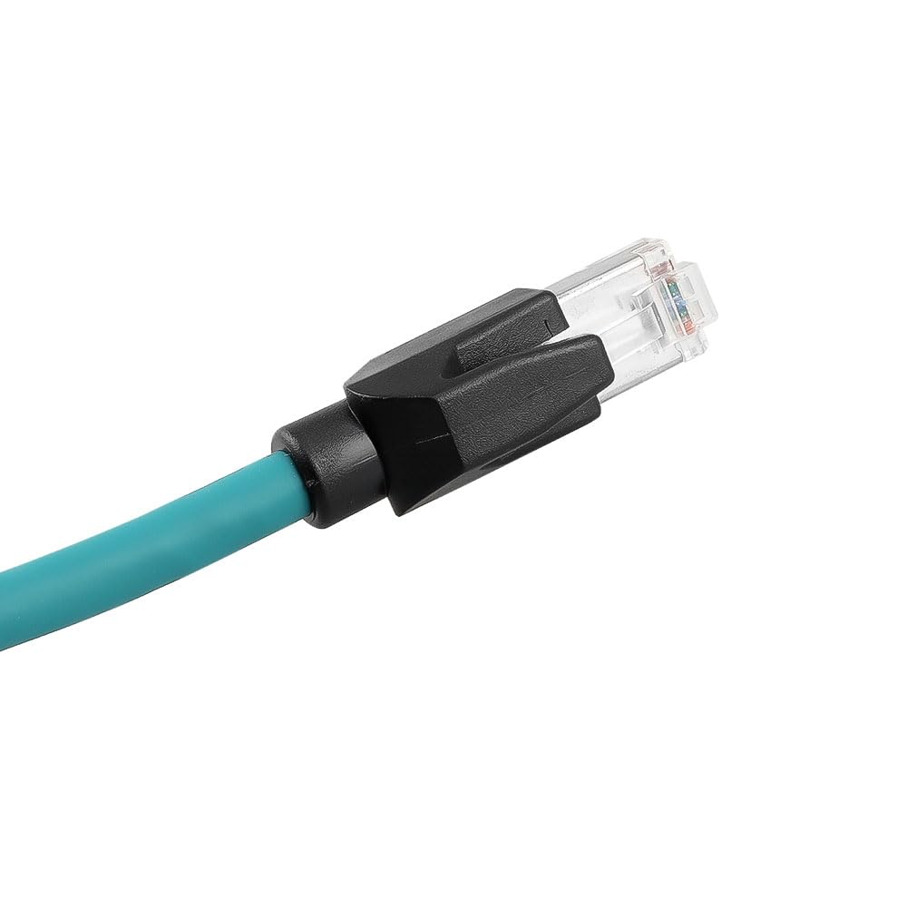 M12 X-Code 8 Pin Female to RJ45 Ethernet Cable, Cat6A Shielded, 10 Gbps, Highly Flexible for Drag Chain, IP67, Compatible with Cognex Keyence Vision System, PLC, Servo Motor 1m/3.3ft Green