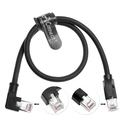 RJ45 Ethernet Cable, Down-Angle Cat6a Shielded Industrial Profinet Ethernet Cable High-Flex Drag-Chain High-Speed Gold-Plated Connectors for PLC, Robotics & Motion Control 16.4ft/5m