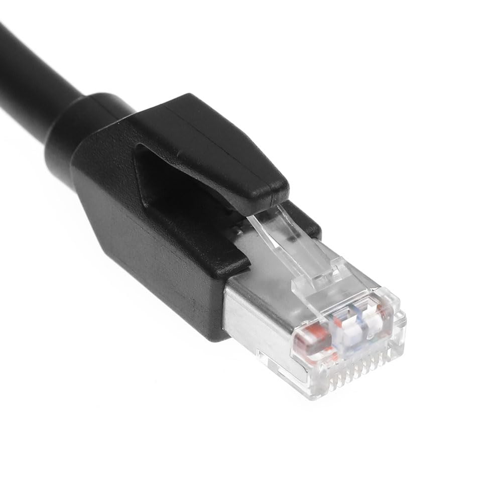 GigE Vision CAT6a Industrial Ethernet Cable, Shielded High-Flex Drag Chain, Horizontal RJ45 Screw Lock, Compatible with Cognex/Keyence/Basler/Hikvision Cameras, 3.3ft Down Angle
