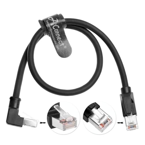 RJ45 Ethernet Cable, Down-Angle Cat6a Shielded Industrial Profinet Ethernet Cable High-Flex Drag-Chain High-Speed Gold-Plated Connectors for PLC, Robotics & Motion Control 16.4ft/5m