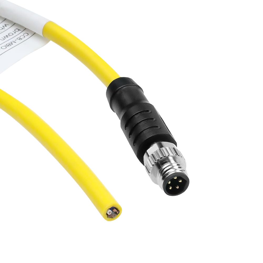 Cognex in-Sight Micro 2000 M8 5-Pin B-Code Right Angle Male to Flying Lead Cable, IP67 Waterproof, High Flex PVC, 24AWG for Industrial Camera, PLC, Trigger Sensor & Vision Systems 1m/3.3ft