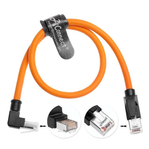 RJ45 Ethernet Cable, Down-Angle Cat6a Shielded Industrial Profinet Ethernet Cable High-Flex Drag-Chain High-Speed Gold-Plated Connectors for PLC, Robotics & Motion Control 16.4ft/5m
