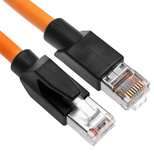 RJ45 Ethernet Cable, Down-Angle Cat6a Shielded Industrial Profinet Ethernet Cable High-Flex Drag-Chain High-Speed Gold-Plated Connectors for PLC, Robotics & Motion Control 16.4ft/5m