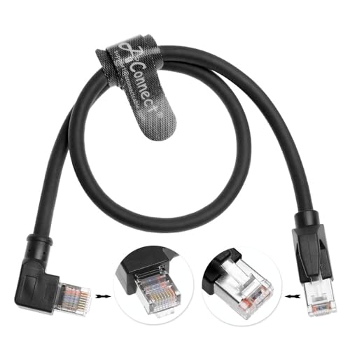 RJ45 Ethernet Cable, Down-Angle Cat6a Shielded Industrial Profinet Ethernet Cable High-Flex Drag-Chain High-Speed Gold-Plated Connectors for PLC, Robotics & Motion Control 16.4ft/5m
