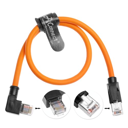 RJ45 Ethernet Cable, Down-Angle Cat6a Shielded Industrial Profinet Ethernet Cable High-Flex Drag-Chain High-Speed Gold-Plated Connectors for PLC, Robotics & Motion Control 16.4ft/5m