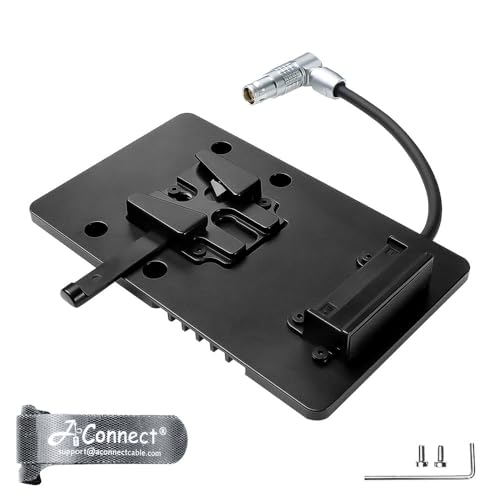 V Mount Battery Plate for DJI Ronin 4D, V Mount Plate with Right Angle 6 Pin Female Power Cable 8cm, Out Put Battery Mounts Plate Adapter for Camera Power Supply