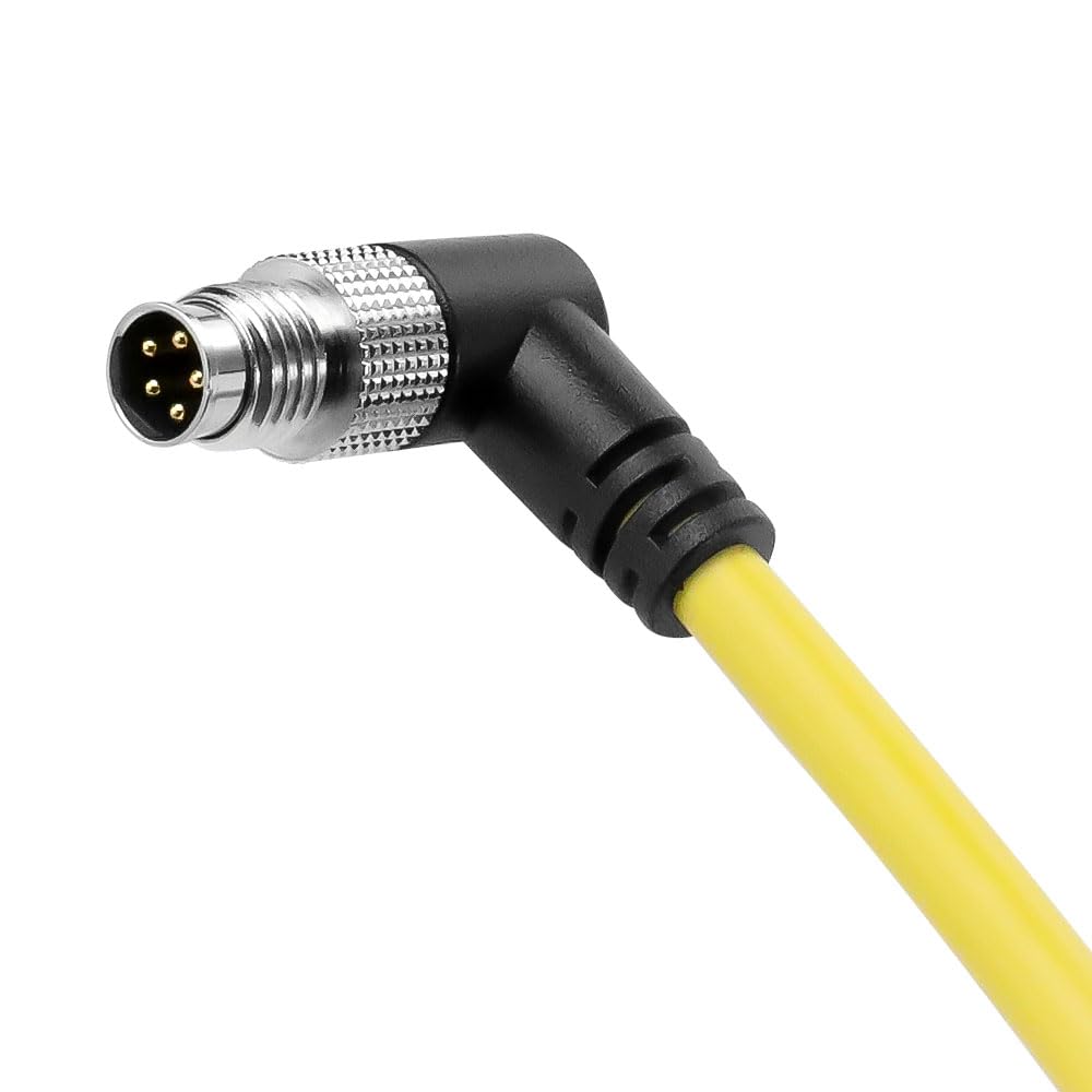 Cognex in-Sight Micro 2000 M8 5-Pin B-Code Right Angle Male to Flying Lead Cable, IP67 Waterproof, High Flex PVC, 24AWG for Industrial Camera, PLC, Trigger Sensor & Vision Systems 1m/3.3ft