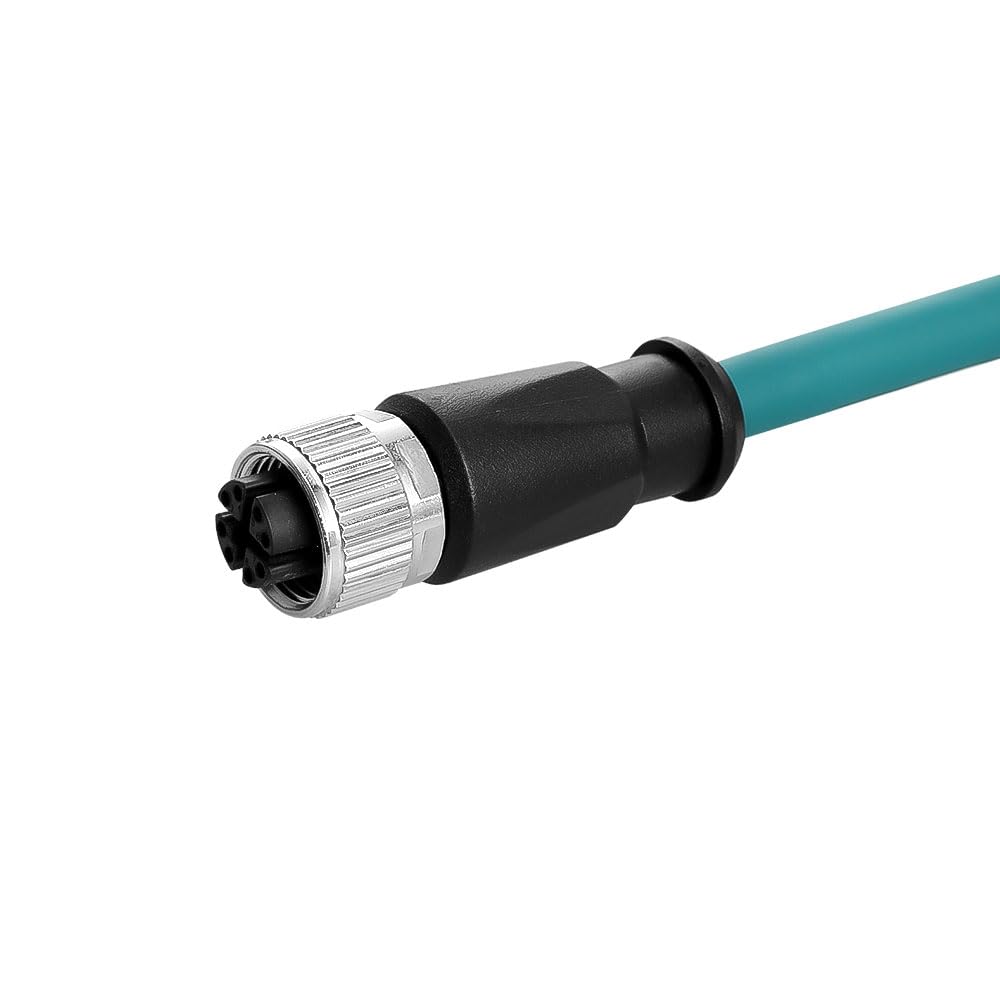 M12 X-Code 8 Pin Female to RJ45 Ethernet Cable, Cat6A Shielded, 10 Gbps, Highly Flexible for Drag Chain, IP67, Compatible with Cognex Keyence Vision System, PLC, Servo Motor 1m/3.3ft Green
