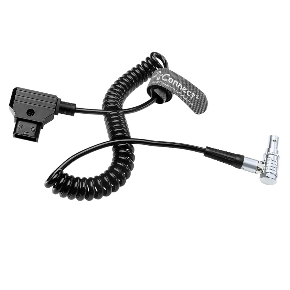 D-Tap to Right Angle 7 Pin Male Power Coiled Cable, for Tilta Nucleus-M/MII Motor Daisy Chain | Camera/V-Mount Battery Powered | Compatible DJI RS, ARRI Rosette