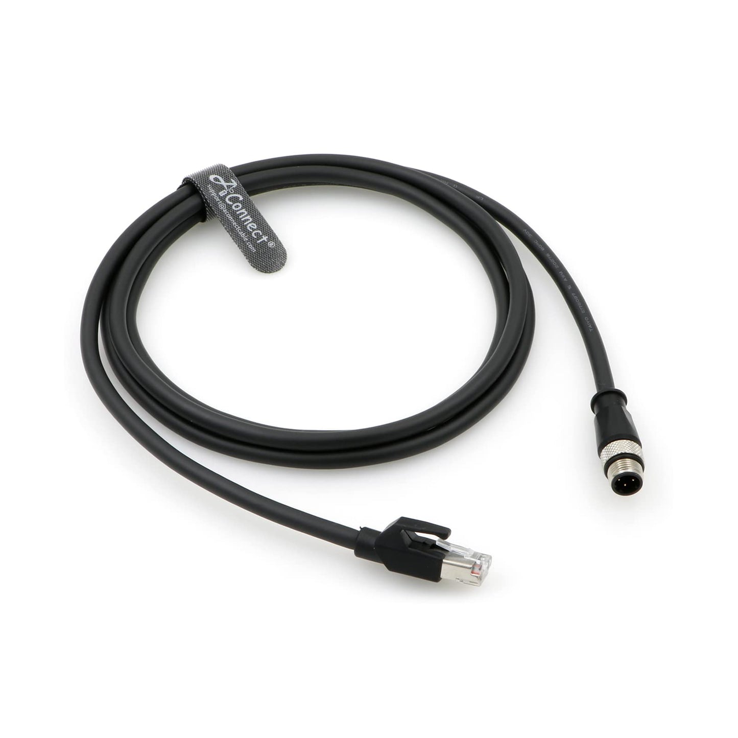 4Pin-RJ45-Ethernet-Industrial-Cat5e-Cable D-Code M12 4 Pin Male to RJ45 Male Cat5e High Flex Ethernet Shielded Cable Industrial Field-wireable Machinery Sensor Camera 3.3Ft|1M