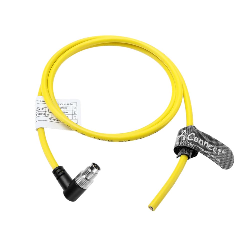 Cognex in-Sight Micro 2000 M8 5-Pin B-Code Right Angle Male to Flying Lead Cable, IP67 Waterproof, High Flex PVC, 24AWG for Industrial Camera, PLC, Trigger Sensor & Vision Systems 1m/3.3ft