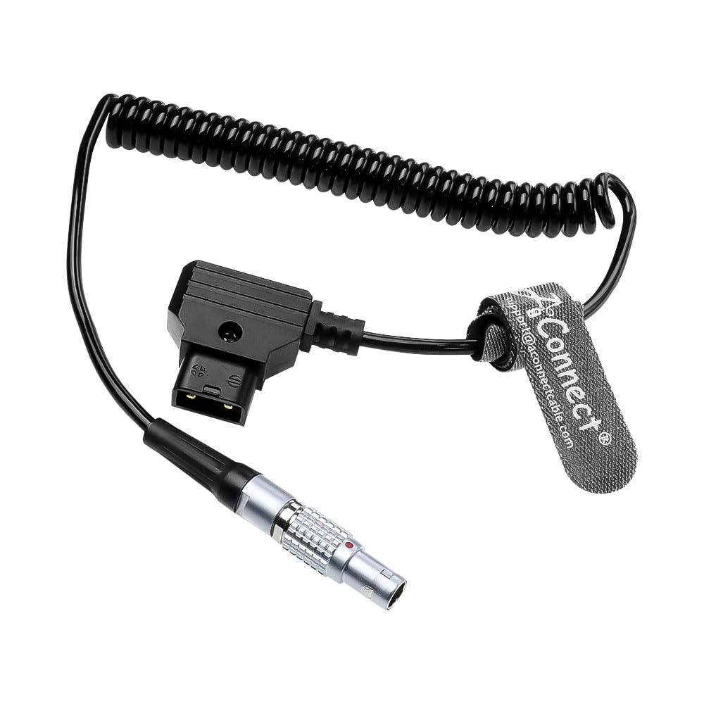 D-Tap to Right Angle 7 Pin Male Power Coiled Cable, for Tilta Nucleus-M/MII Motor Daisy Chain | Camera/V-Mount Battery Powered | Compatible DJI RS, ARRI Rosette