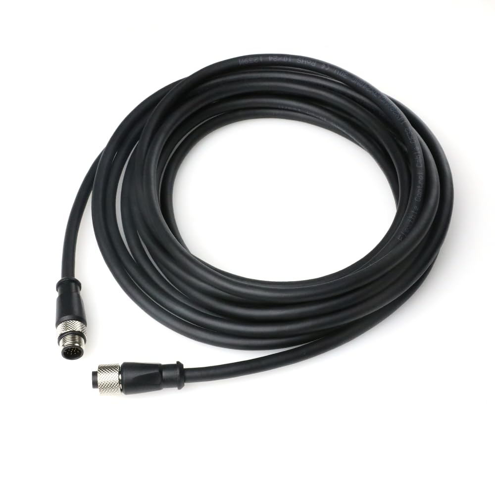M12 A Code 17 Pin Male to Female Aviation Sensor Connector Industrial Cable for Cognex in-Sight 3D-L4000, Banner ABR 3000 7000, Machine Vision System Sensor Actuator Scanner Reader Camera 1M