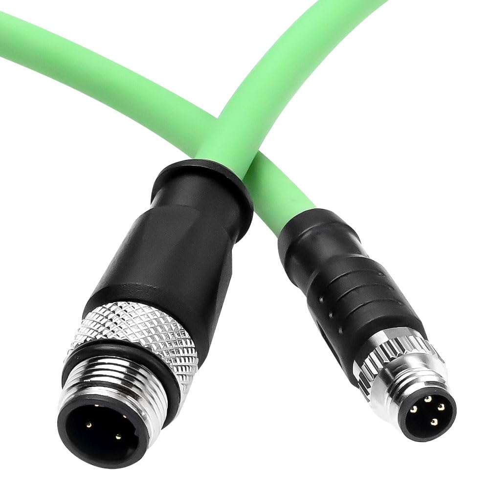 1m/3.3Ft A-Code 4 Pin Male to M12 D-Code 4 Pin Male Ethernet Cable High-Flex Shielded Cat6a for Beckhoff ZK1090-3161, PROFINET, EtherCAT, Industrial Automation, Robotics