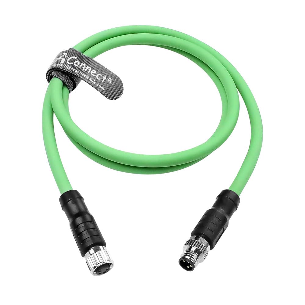 1m/3.3ft M8 A-Code 4-Pin Male to Female Cable - High-Flex Shielded EtherCAT Fieldbus Cable for Beckhoff ZK1090-3132 | Industrial Automation Green