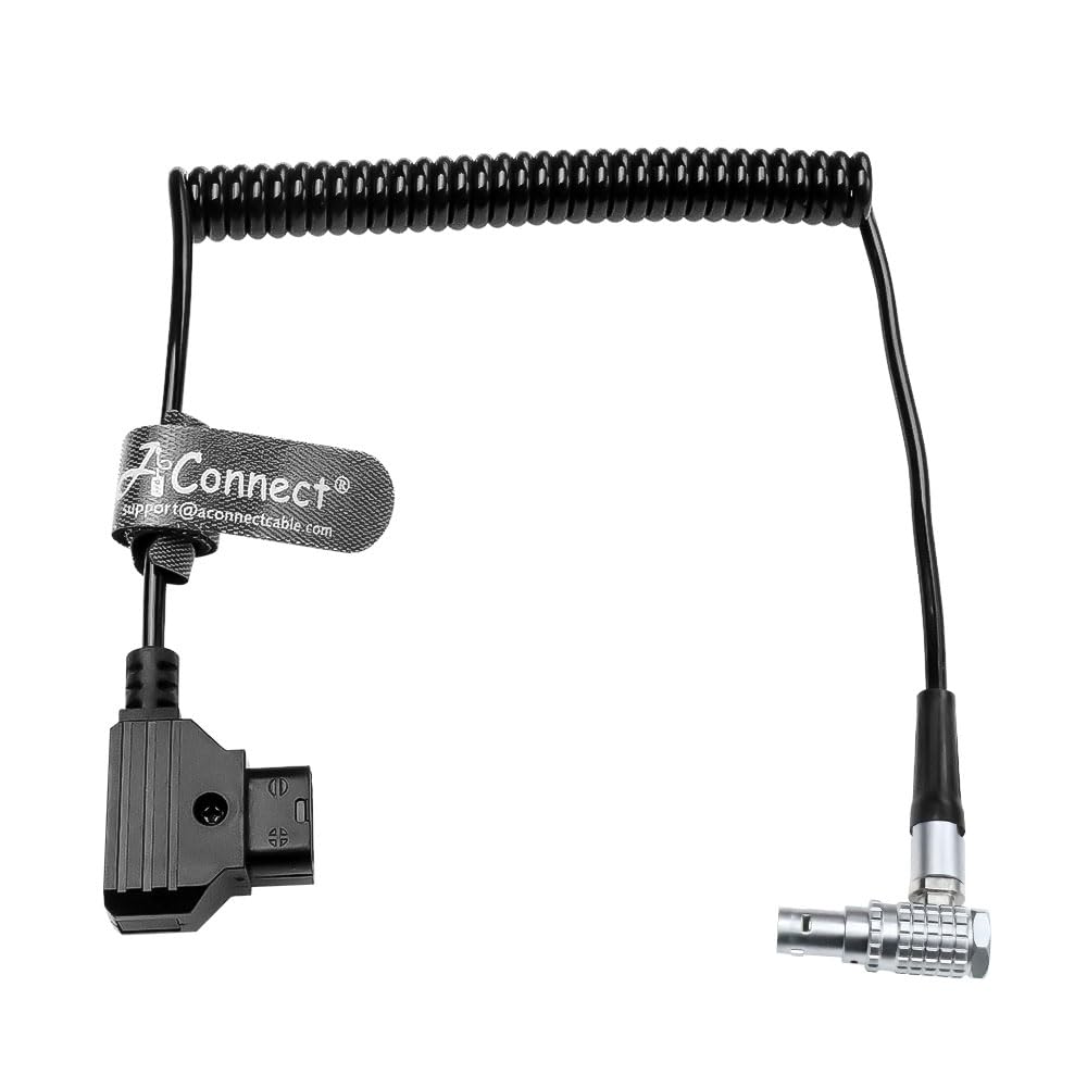 D-Tap to Right Angle 7 Pin Male Power Coiled Cable, for Tilta Nucleus-M/MII Motor Daisy Chain | Camera/V-Mount Battery Powered | Compatible DJI RS, ARRI Rosette