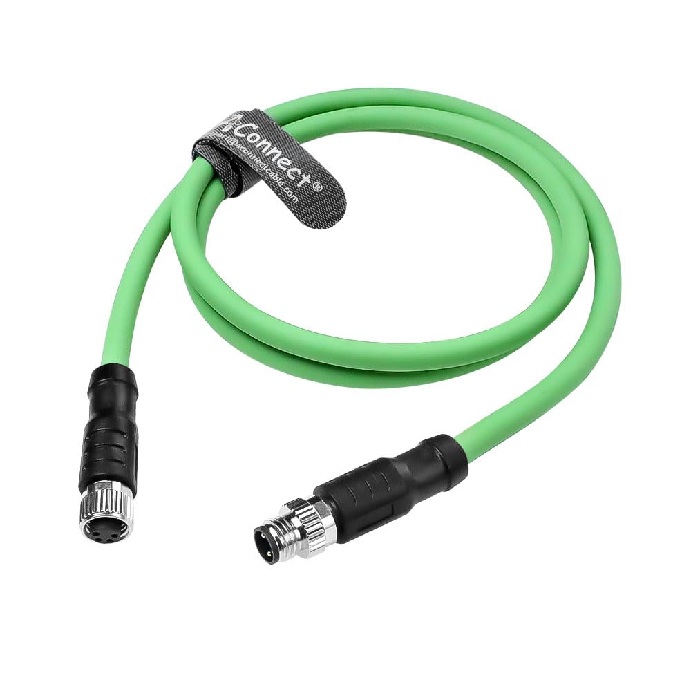1m/3.3ft M8 A-Code 4-Pin Male to Female Cable - High-Flex Shielded EtherCAT Fieldbus Cable for Beckhoff ZK1090-3132 | Industrial Automation Green