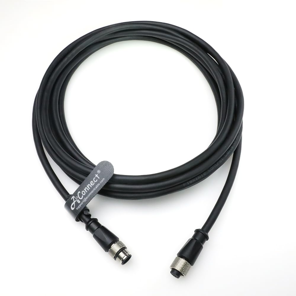 M12 A Code 17 Pin Male to Female Aviation Sensor Connector Industrial Cable for Cognex in-Sight 3D-L4000, Banner ABR 3000 7000, Machine Vision System Sensor Actuator Scanner Reader Camera 1M