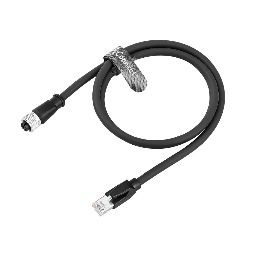 M12 X-Code 8 Pin Female to RJ45 Ethernet Cable, Cat6A Shielded, 10 Gbps, Highly Flexible for Drag Chain, IP67, Compatible with Cognex Keyence Vision System, PLC, Servo Motor 1m/3.3ft Green