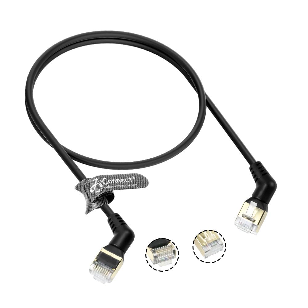 360° Rotatable Cat8a Ethernet Cable 1M/3FT，40Gbps, 32AWG Copper, Supports Cat6/Cat7, Ultra - Thin for PC, Gaming, Laptop, TV, Xbox, Prime Eligible