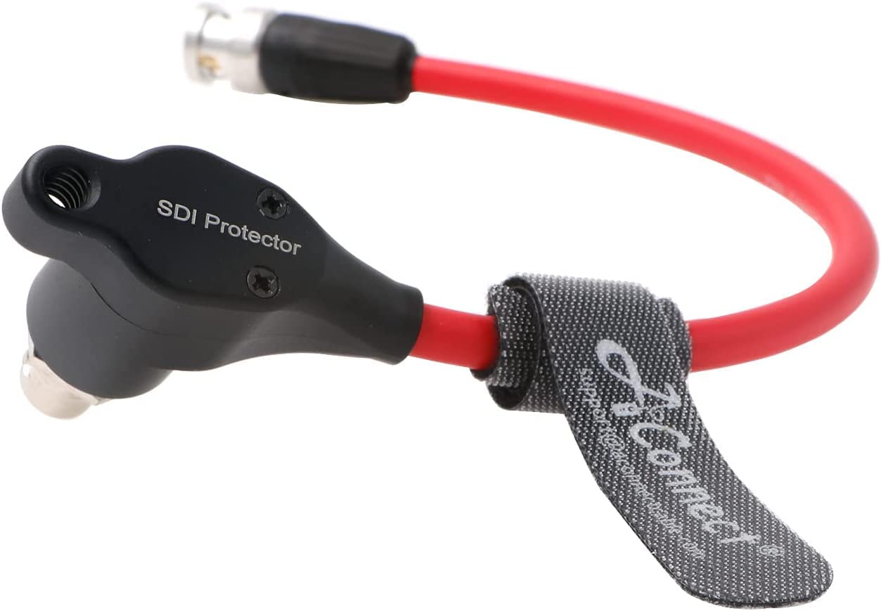 SDI-Protector-Cable for RED-Komodo Galvanic-Isolators BNC Male to Right-Angle BNC Female Power Cord 8inch Black