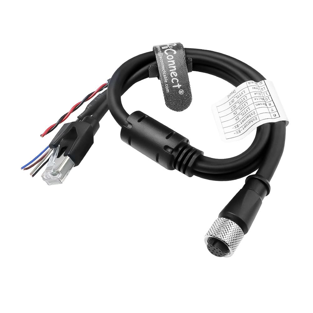 0.5M/19.7in M12 12-Pin Female to RJ45 (1-to-3) Breakout Cable - Power & Ethernet for DJI Livox HAP/TX, Mid-70, Mid-360 LiDAR Sensors - Industrial Aviation-Grade Connector
