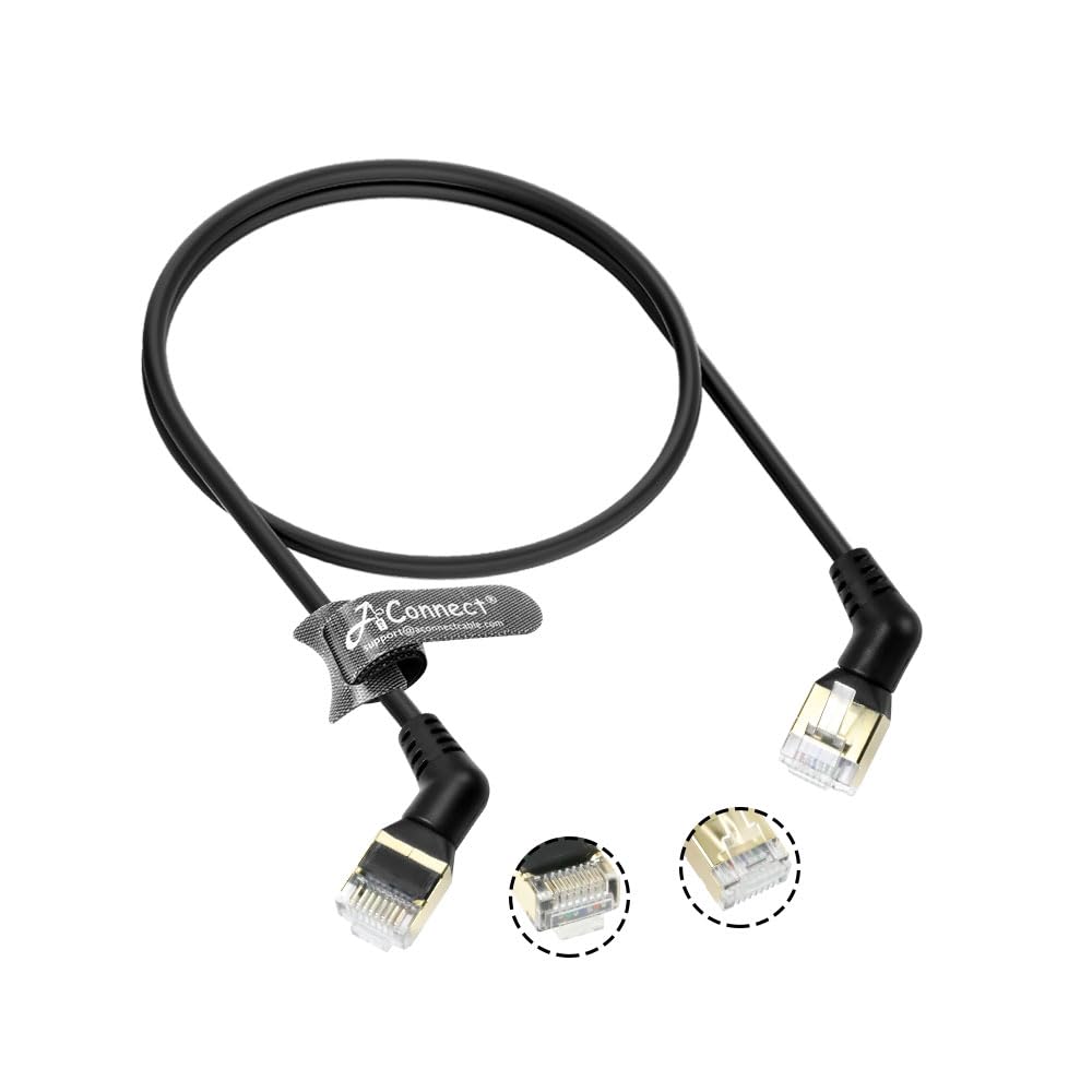 360° Rotatable Cat8a Ethernet Cable 1M/3FT，40Gbps, 32AWG Copper, Supports Cat6/Cat7, Ultra - Thin for PC, Gaming, Laptop, TV, Xbox, Prime Eligible