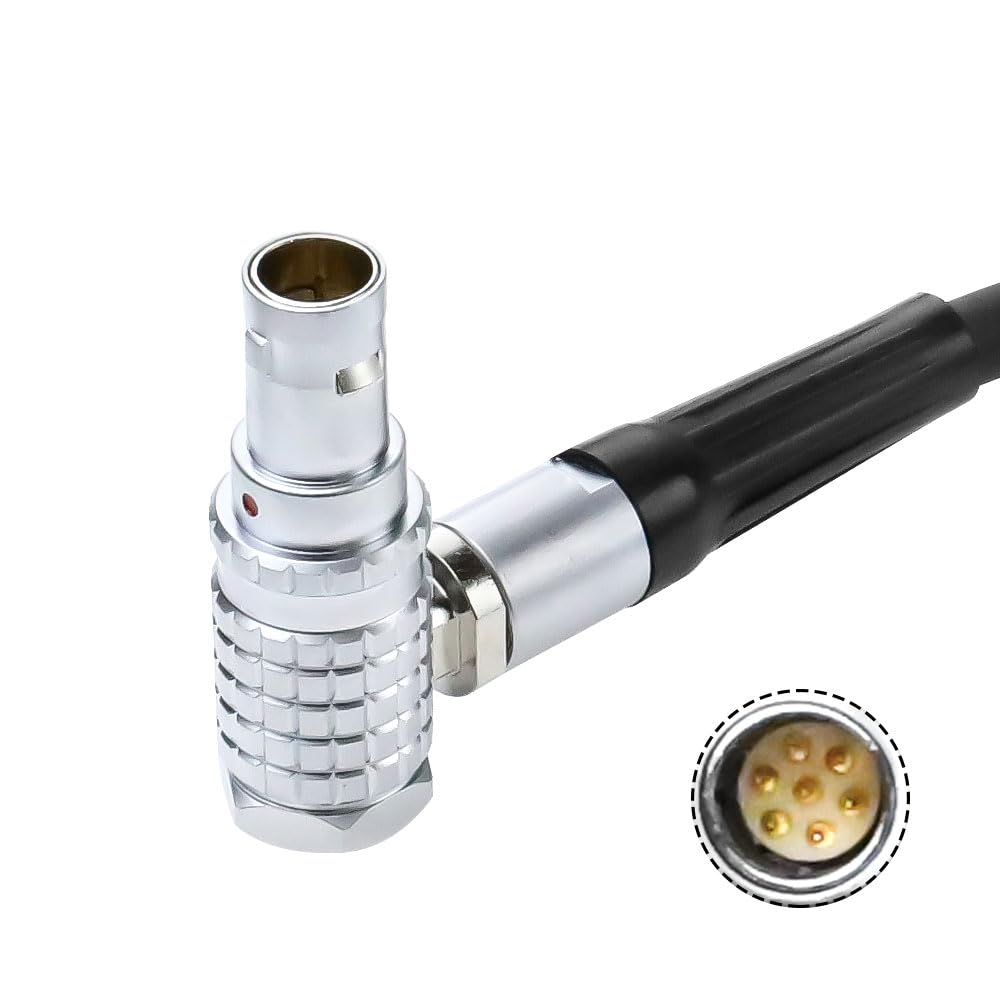 D-Tap to Right Angle 7 Pin Male Power Coiled Cable, for Tilta Nucleus-M/MII Motor Daisy Chain | Camera/V-Mount Battery Powered | Compatible DJI RS, ARRI Rosette