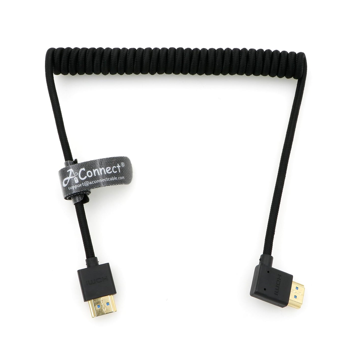 8K Coiled HDMI Cable, 8K@60Hz 4K@120Hz 48Gbps HDMI 2.1 Cable, Ultra High-Speed Braided Coiled Cable 12~18" for Atomos Ninja V|Portkeys BM5 Monitor (Straight to Straight)