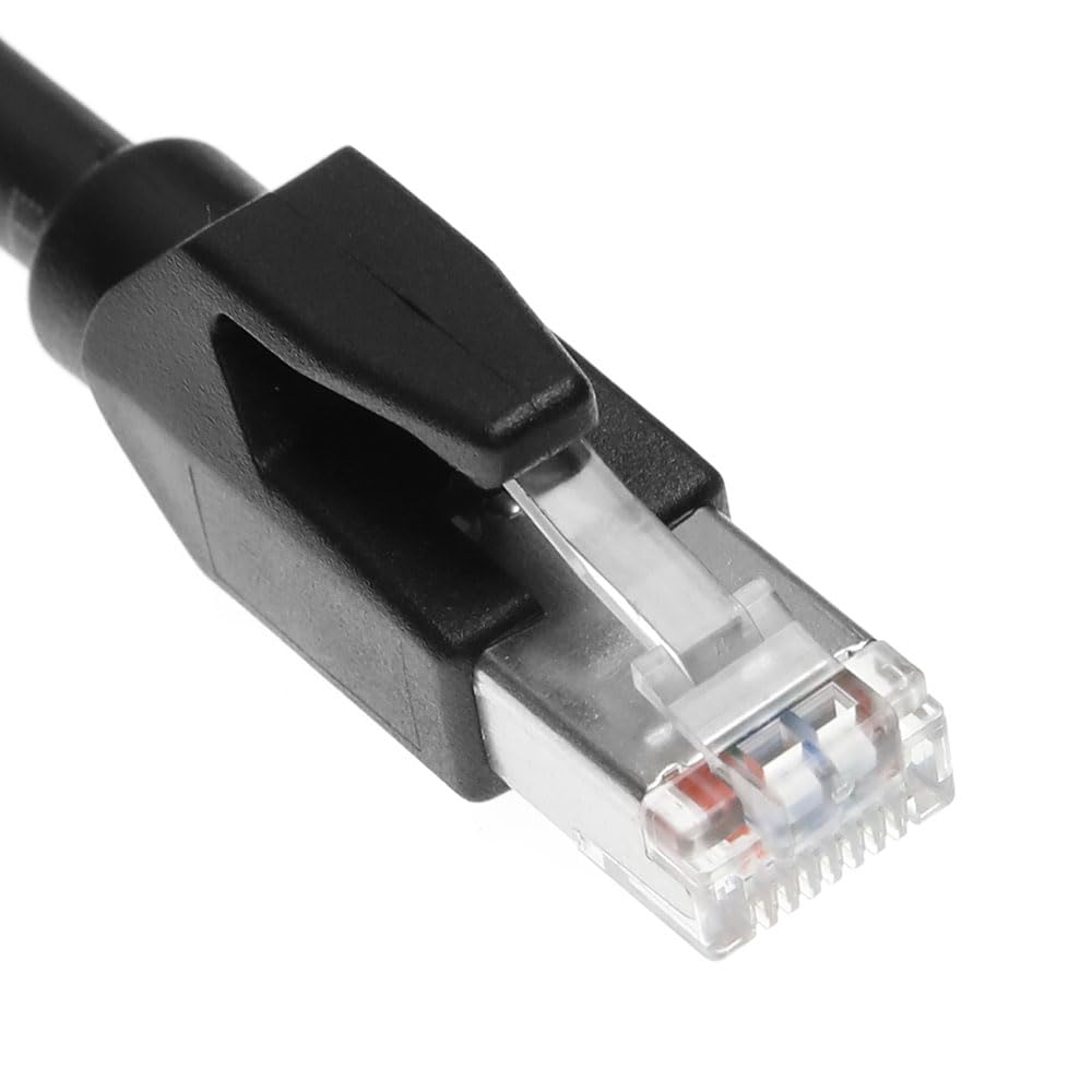 GigE Vision CAT6a Industrial Ethernet Cable, Shielded High-Flex Drag Chain, Horizontal RJ45 Screw Lock, Compatible with Cognex/Keyence/Basler/Hikvision Cameras, 3.3ft Down Angle