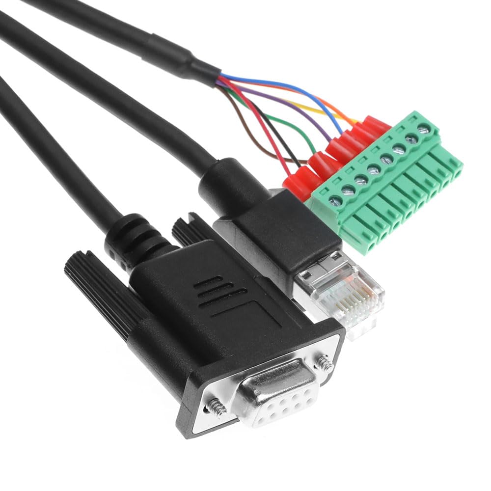 1M/3.3FT M12 A-Code 17-Pin Female to RJ45 & DB9 Cable - Power + Data Ethernet for Hikrobot ID2000/3000 Barcode Readers & SC2000/3000 Vision Sensors - Industrial Sensor Interface Cable