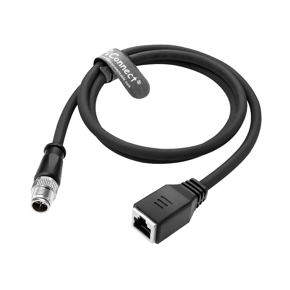 1m/3.3ft M12 X-Code 8-Pin Male to RJ45 Female Ethernet Cable - Cat6a High-Flex Cable for Cognex/Keyence Cameras, Industrial Automation & Robotics