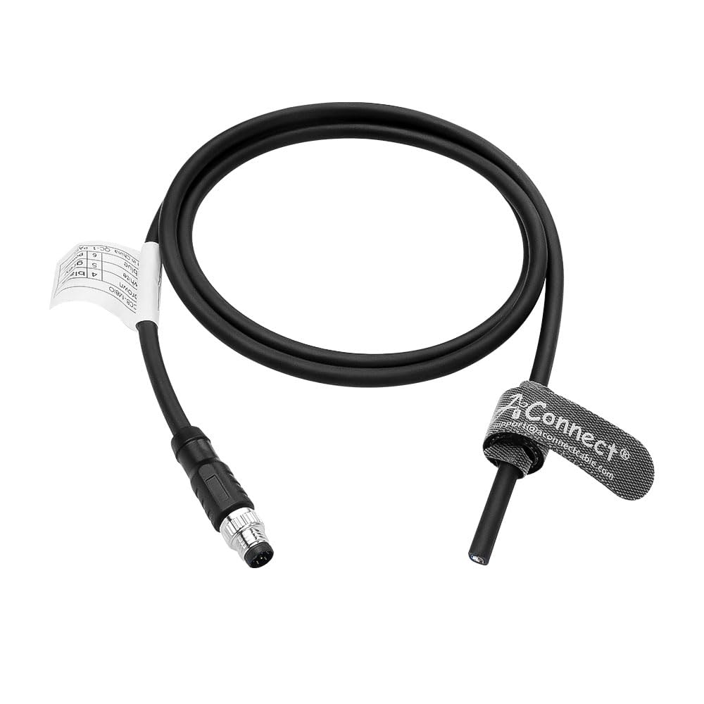 M8 6 Pin A-Code Male to Flying Lead Basler Power I/O Cable, Industrial Sensor Connector Shielded Cable for Basler Camera, Automation Control, Vision System 1M/3.3ft