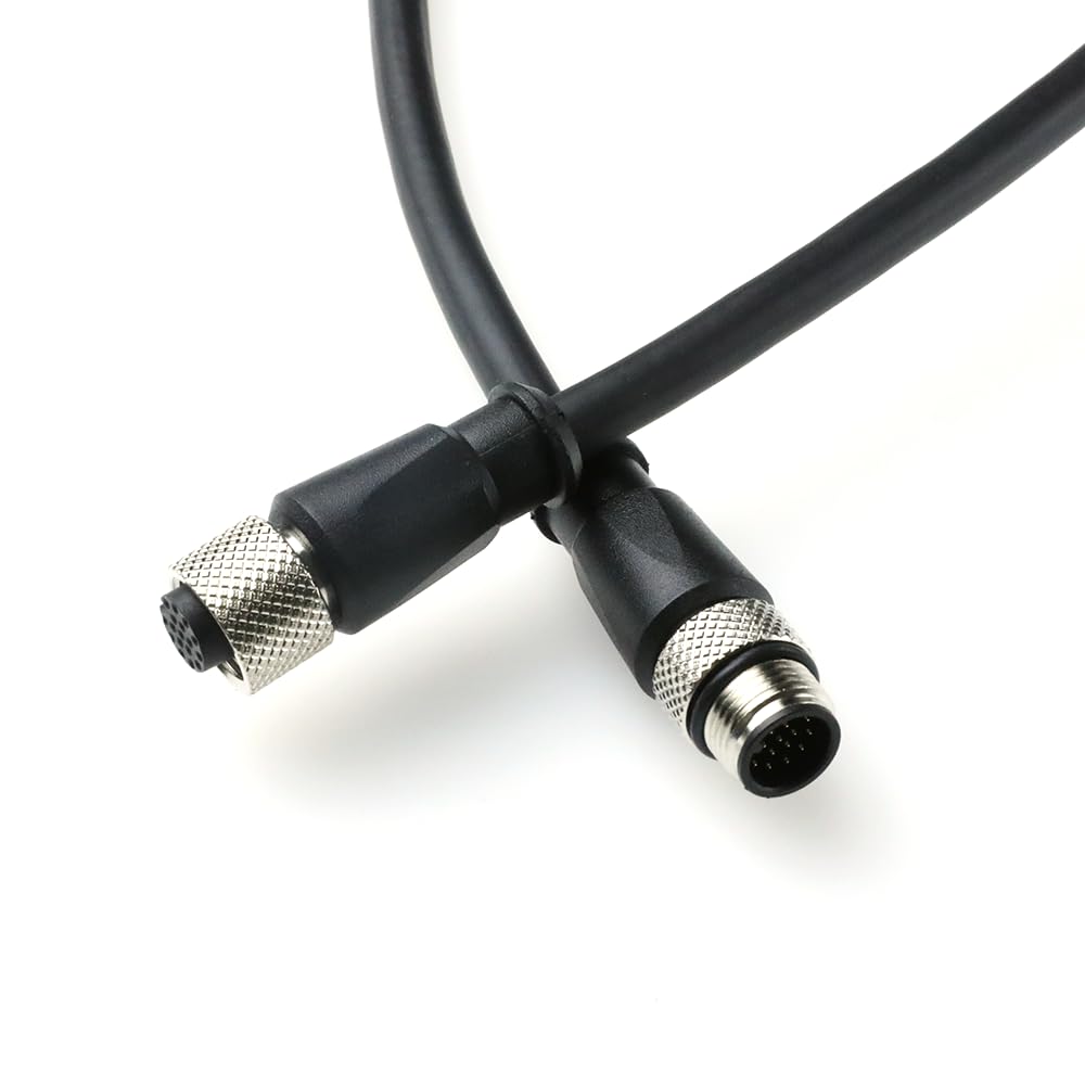 M12 A Code 17 Pin Male to Female Aviation Sensor Connector Industrial Cable for Cognex in-Sight 3D-L4000, Banner ABR 3000 7000, Machine Vision System Sensor Actuator Scanner Reader Camera 1M