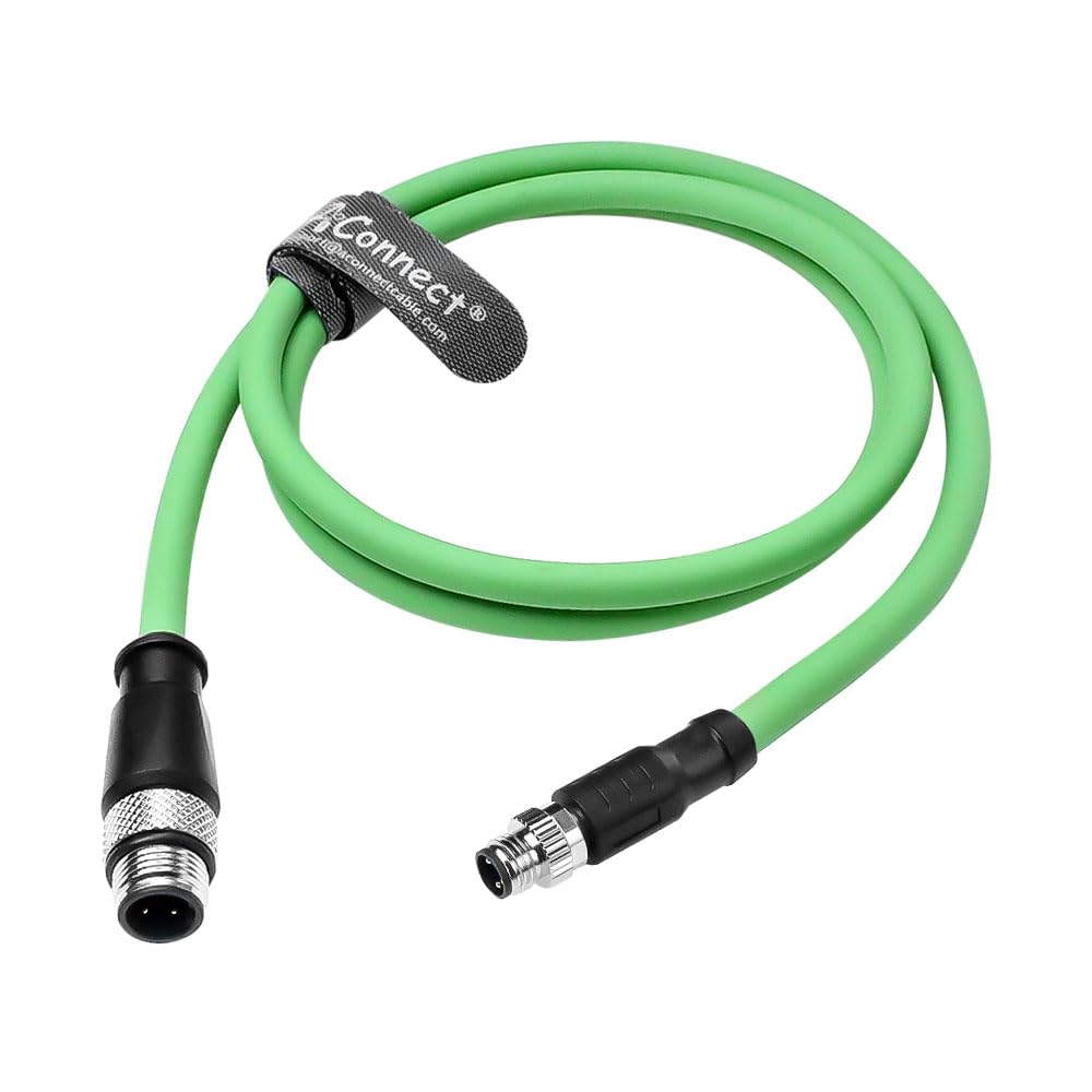 1m/3.3Ft A-Code 4 Pin Male to M12 D-Code 4 Pin Male Ethernet Cable High-Flex Shielded Cat6a for Beckhoff ZK1090-3161, PROFINET, EtherCAT, Industrial Automation, Robotics