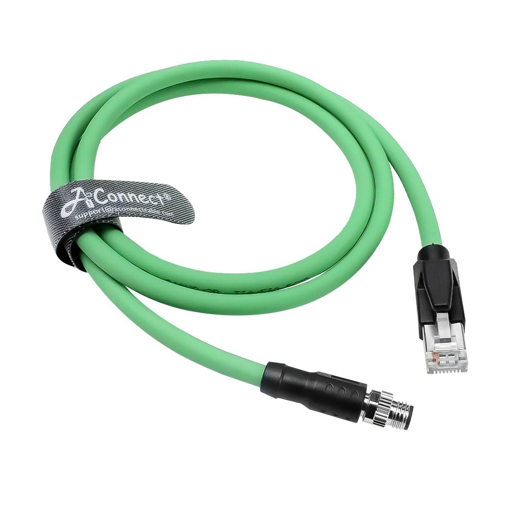 M8 A-Code 4 Pin Male to RJ45 Ethernet Cable Cat6a High-Flex Shielded for Beckhoff ZK1090-3191 Industrial Automation EtherCAT Fieldbus 3.3ft/1m