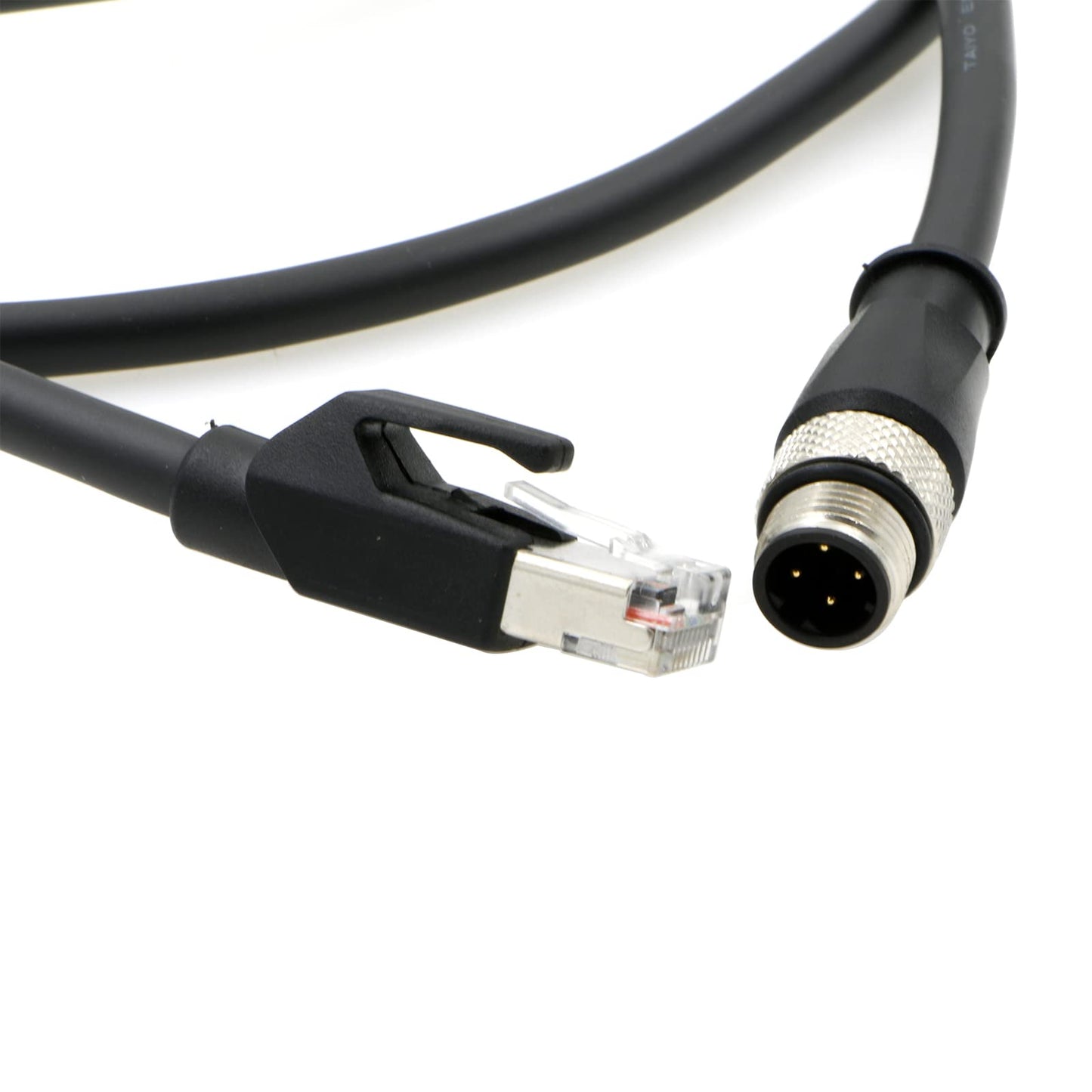 4Pin-RJ45-Ethernet-Industrial-Cat5e-Cable D-Code M12 4 Pin Male to RJ45 Male Cat5e High Flex Ethernet Shielded Cable Industrial Field-wireable Machinery Sensor Camera 3.3Ft|1M