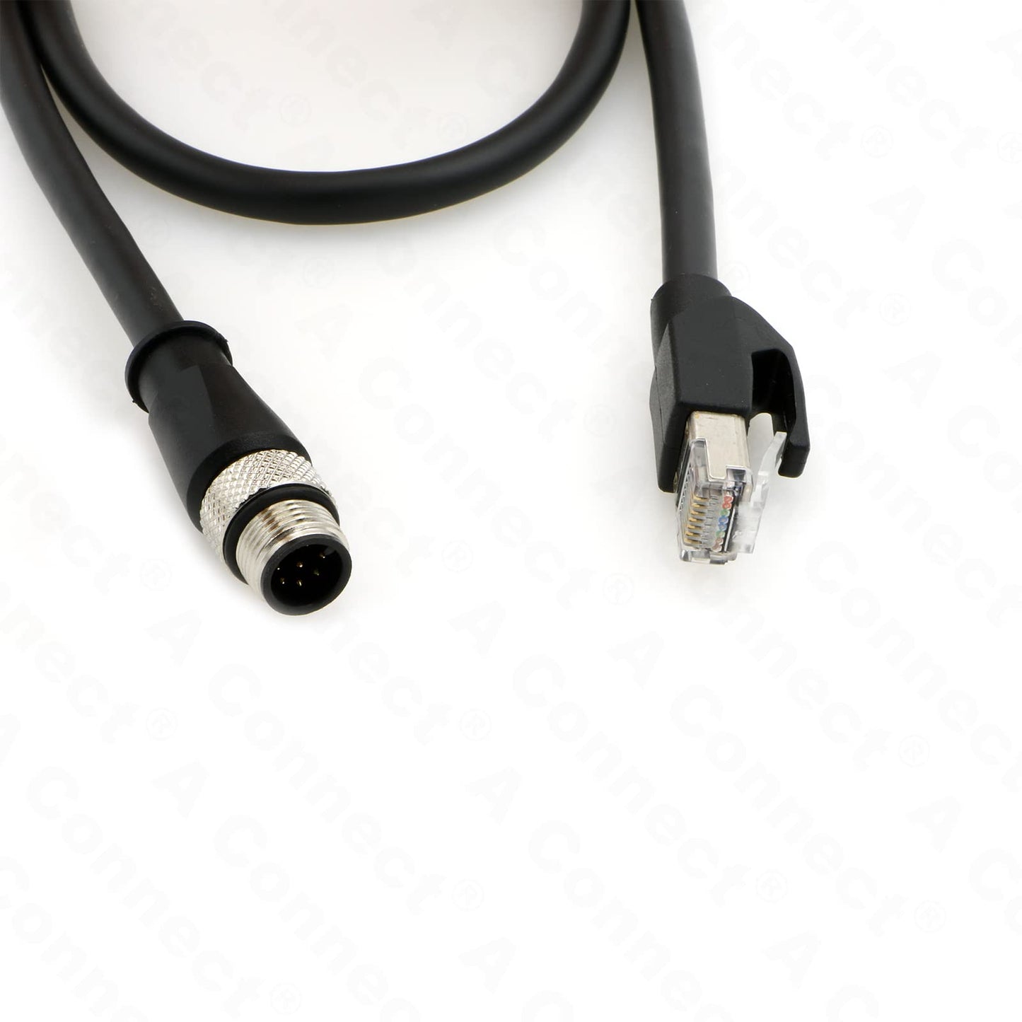 4Pin-RJ45-Ethernet-Industrial-Cat5e-Cable D-Code M12 4 Pin Male to RJ45 Male Cat5e High Flex Ethernet Shielded Cable Industrial Field-wireable Machinery Sensor Camera 3.3Ft|1M