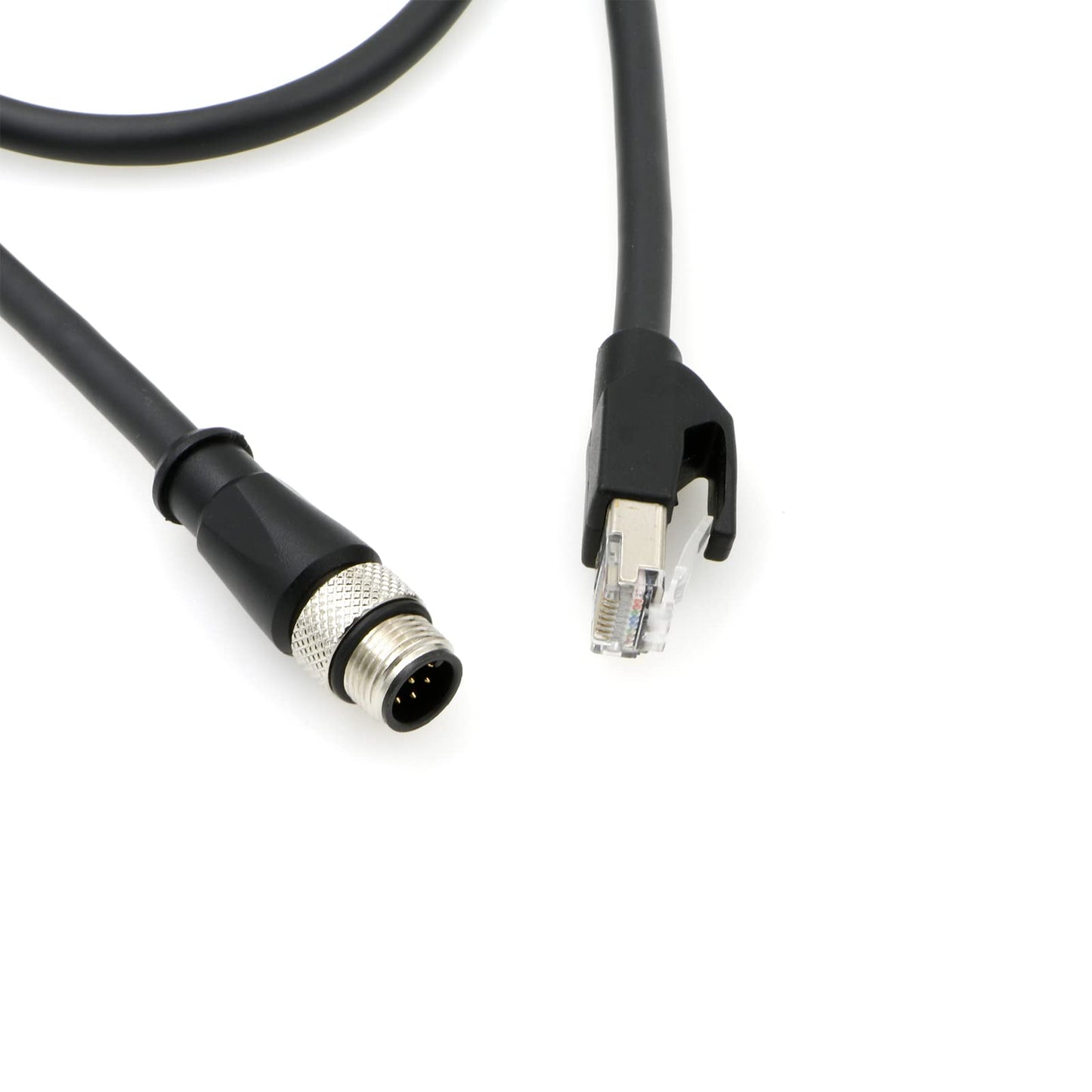 4Pin-RJ45-Ethernet-Industrial-Cat5e-Cable D-Code M12 4 Pin Male to RJ45 Male Cat5e High Flex Ethernet Shielded Cable Industrial Field-wireable Machinery Sensor Camera 3.3Ft|1M